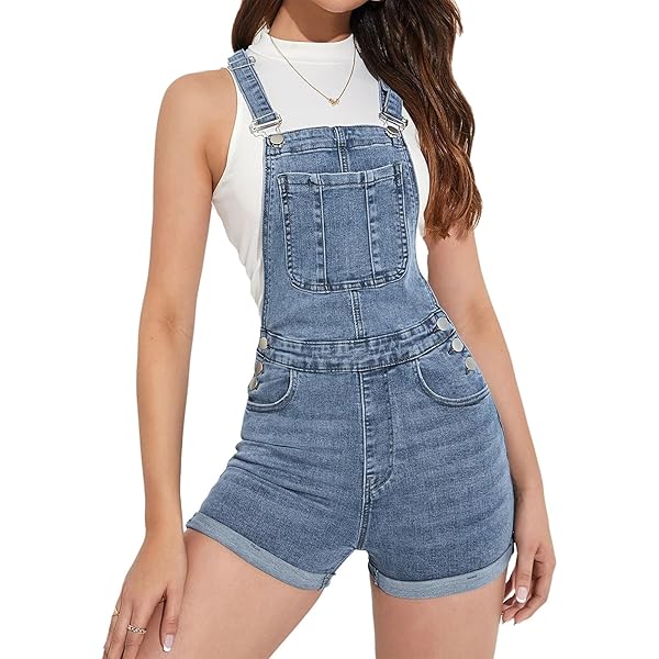 Amazon.com: WAX JEAN Women's Denim Overall Shorts, medium, s